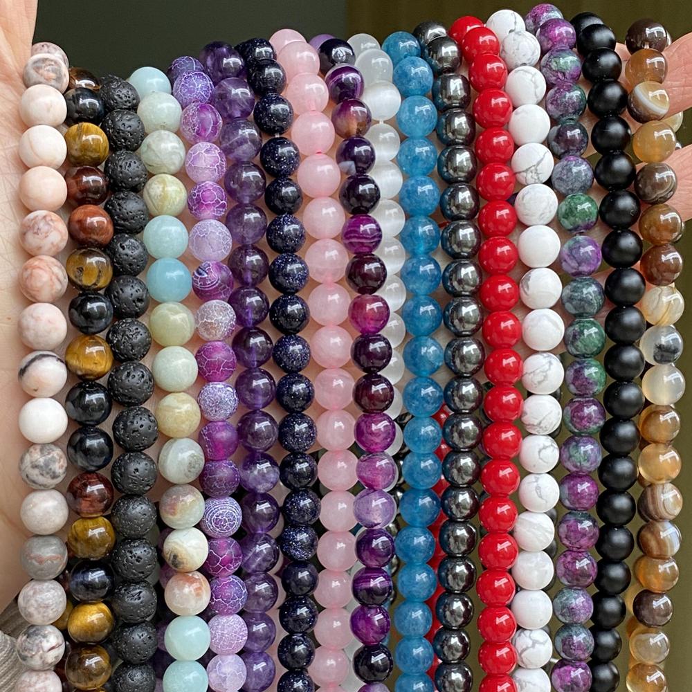 Matte Black Agate Stone Beads For Jewelry Making DIY Bracelet