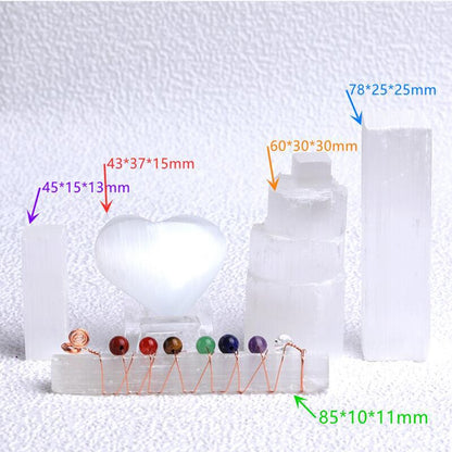 Natural Selenite Lamp White Gemstones Hand Carved Lamp Around Crystal Ore Healing Stone
