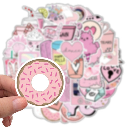 50/100/150pcs Cartoon Pink Girls Stickers
