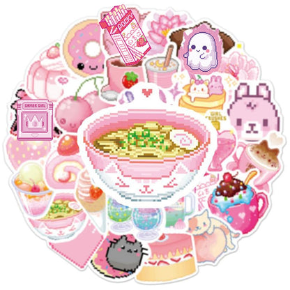 10/30/50PCS Cute Pink Cartoon Stickers