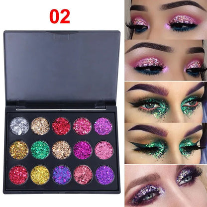 15 Color Glitter Eye Shadow Palette Waterproof