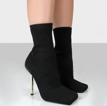 square toe sexy stiletto stretchy high heel