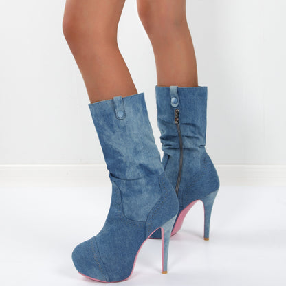 Women Pointed Toe Platform Ankle Boots