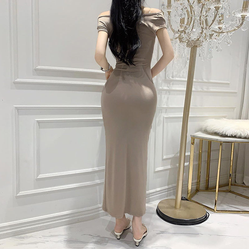 off-Shoulder Waist Long Dress