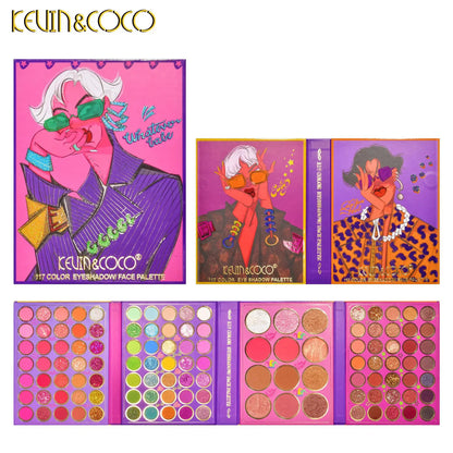 Kevin Coco 117 Color Four-layer Eyeshadow Book Highlight Blush Powder Sequins Contour Eyeshadow All-in-One Palette