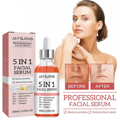 5 In 1 Face Serum Moisturizing Anti Wrinkle Aging Vitamin C Hyaluronic Acid Facial Serum Shrink Pores Skin Care 30ml