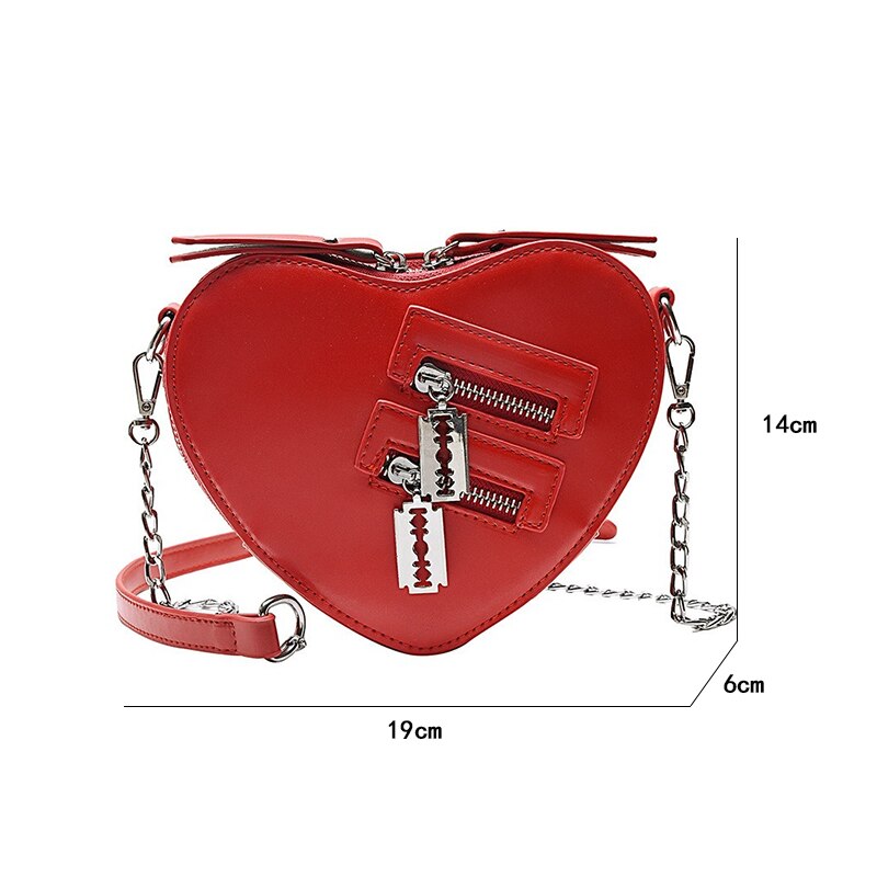 Heart Zipper Chain Crossbody Bags
