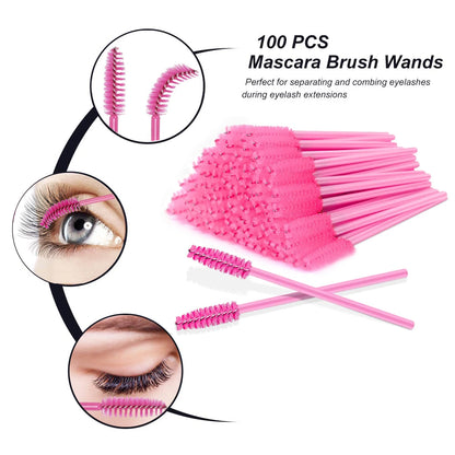 False Eyelash Extension Kit Set for Beginner Lash Brush Tweezers Glue Ring Eye Pad Eyelash Extension Supplies  Lash Accessories