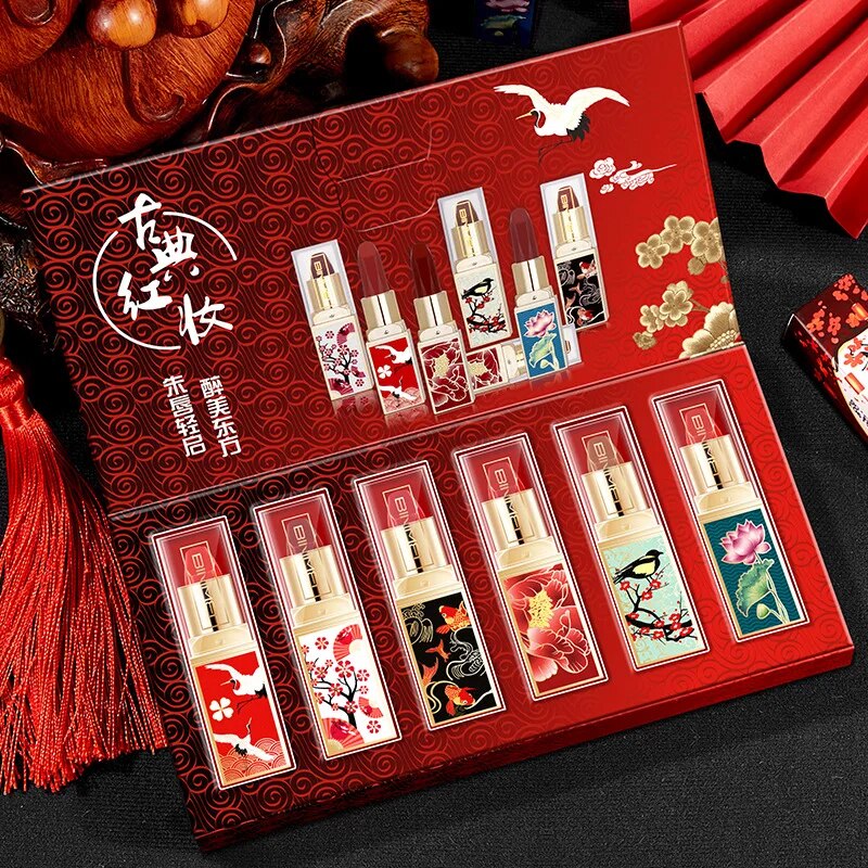 Ancient Style Lipstick Set Matte Moisturizing Six Pack Gift Box