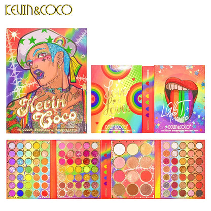 Kevin Coco 117 Color Four-layer Eyeshadow Book Highlight Blush Powder Sequins Contour Eyeshadow All-in-One Palette