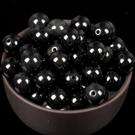 Black Obsidian Stone Beads For Jewelry Making DIY Bracelet