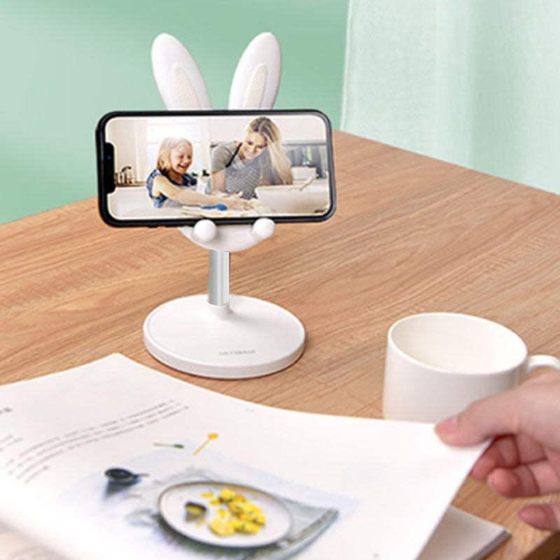 Pink Phone Holder Desktop Cell Phone Stand For Smartphone Adjustable Lovely Rabbit
