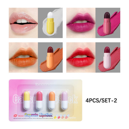 Mini Lipstick Set Small Sample Matte Lipstick Lip Gloss Set Box Non-Stick Cup Lip Tint Makeup Cute