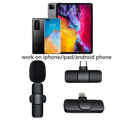 Wireless Microphone Portable Audio Video Recording Mini Mic For iPhone Android
