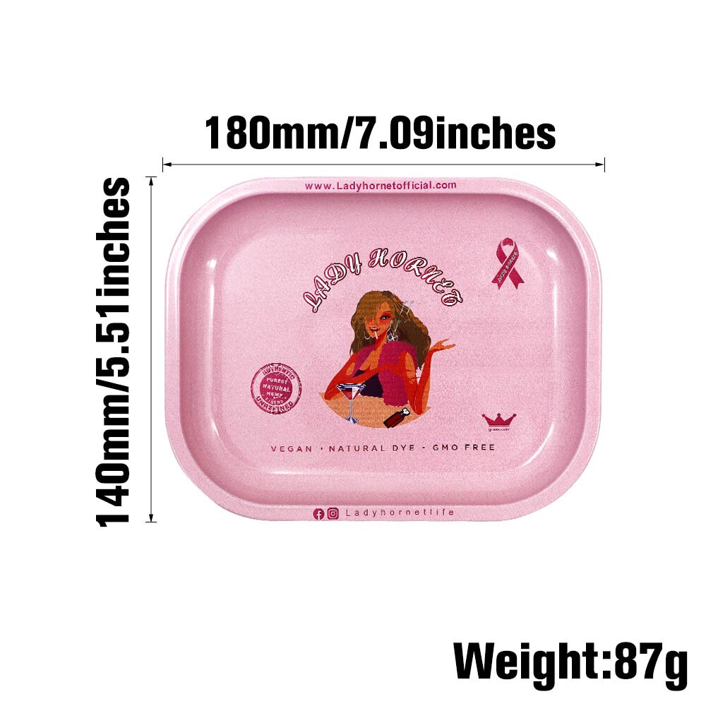 Lady Hornet Pink Aluminum Rolling Trays 140*180MM Matte Metal Rolling Tray