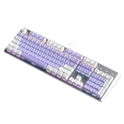 New Fantasy Purple Wired Blue Switch Brown Switch 104 Key Mixed Light Mechanical Keyboard Mouse Headset Set For Laptop Desktop