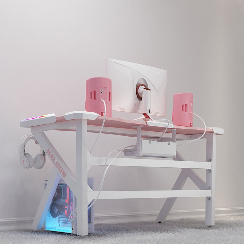 Pink gaming desk chair set