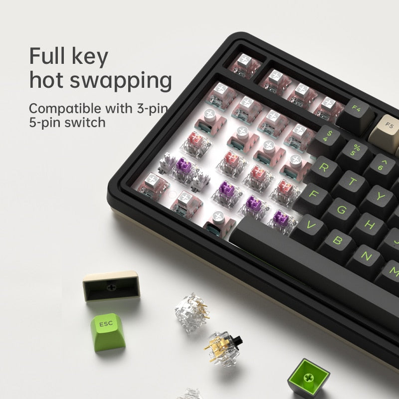 Three-Mode Full-Key Hot Swap 2.4G Wireless Bluetooth Wired Mechanical Keyboard
