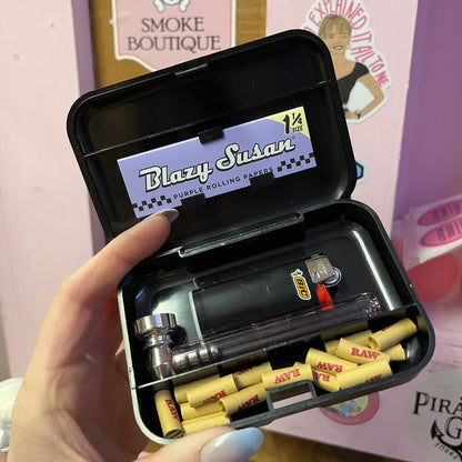Pink/Black Plastic Case Box 110*75mm Portable Herb Storage Boxes