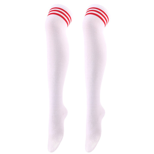 White Red Striped Over Knee Thigh High Long Tube Socks