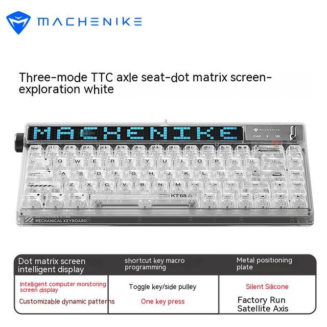 Mechanical Keyboard Smart Screen Rgb Backlit Hot Swap 68 Keys Gaming Keyboard Twist switch Three Mode