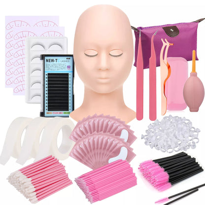 False Eyelash Extension Kit Set for Beginner Lash Brush Tweezers Glue Ring Eye Pad Eyelash Extension Supplies  Lash Accessories