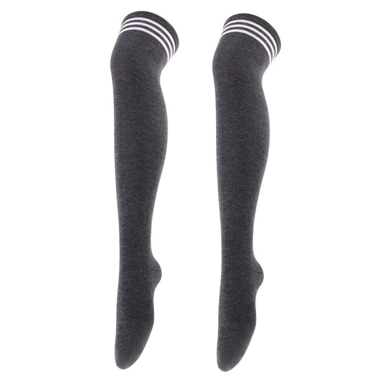 Black White  Striped Over Knee Thigh High Long Tube Socks