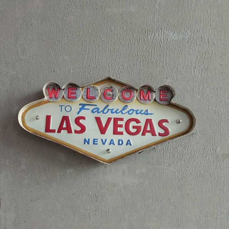 Las Vegas Neon Sign Decorative Painting Metal Plaque Bar Wall Decor Illuminated Plate Welcome Arcade Neon  LED Signs