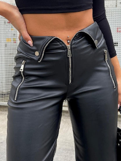 Chic Leather High Waist Pants