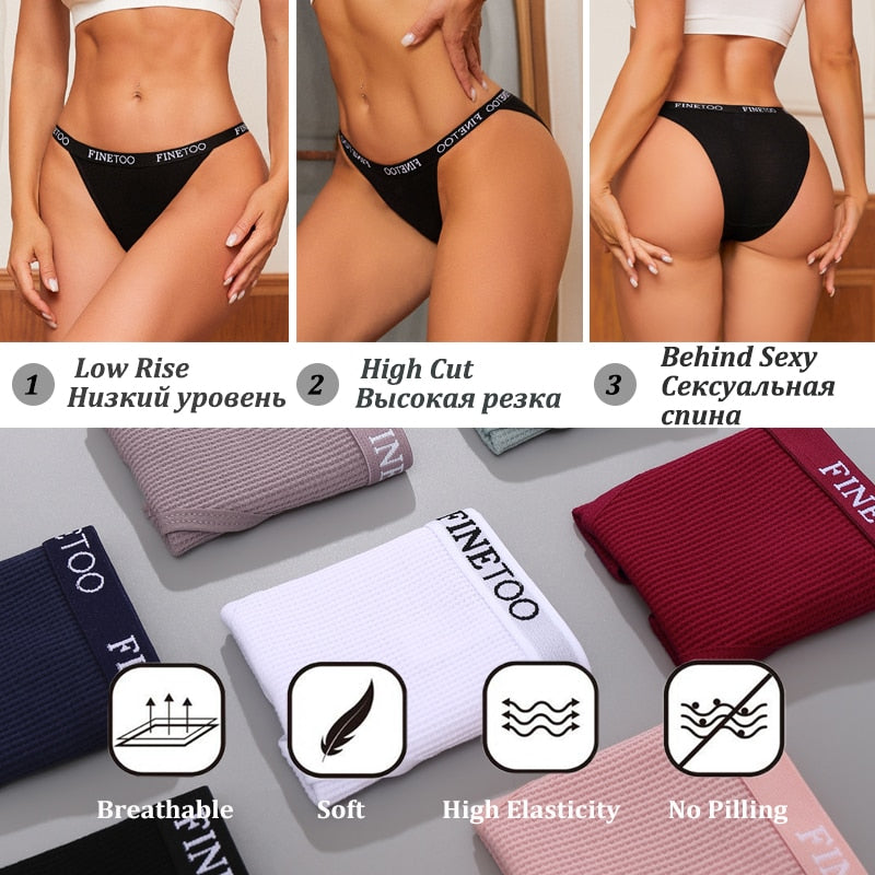 4PCS Cotton Panties for Women Sexy Low Waist Briefs Underwear Soft Breathable S-XL