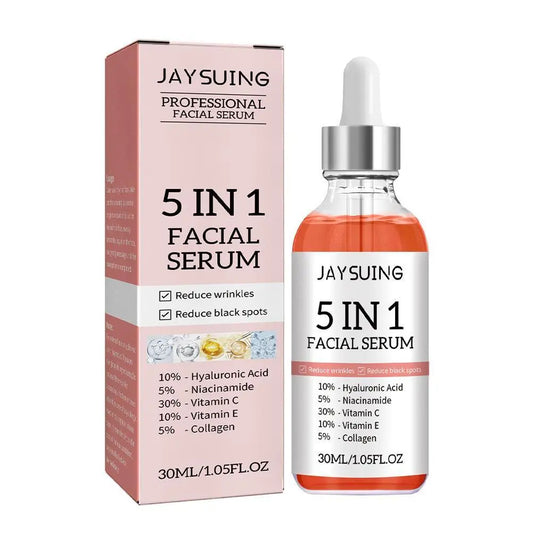 5 In 1 Face Serum Moisturizing Anti Wrinkle Aging Vitamin C Hyaluronic Acid Facial Serum Shrink Pores Skin Care 30ml