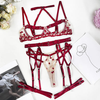 Open Bra Kit Push Up Uncensored Fancy Exotic Sets Heart-Shaped Underwear