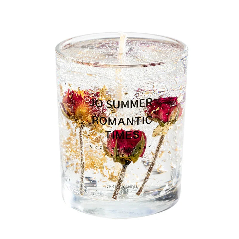 350g real flower gold foil jelly aromatherapy candle