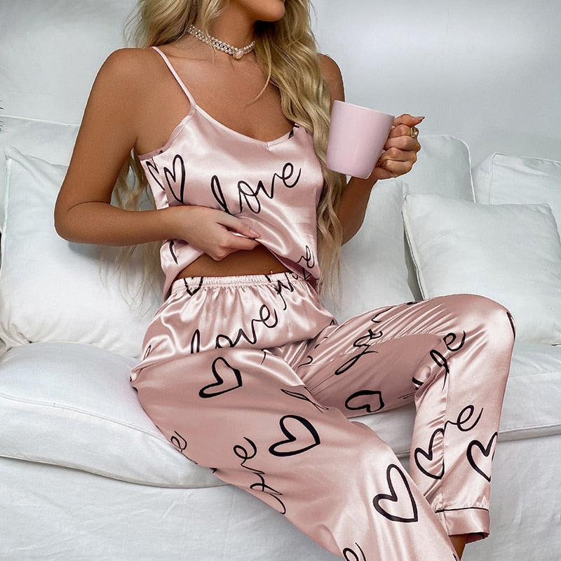 Sexy Lingerie Silk Pajamas Set