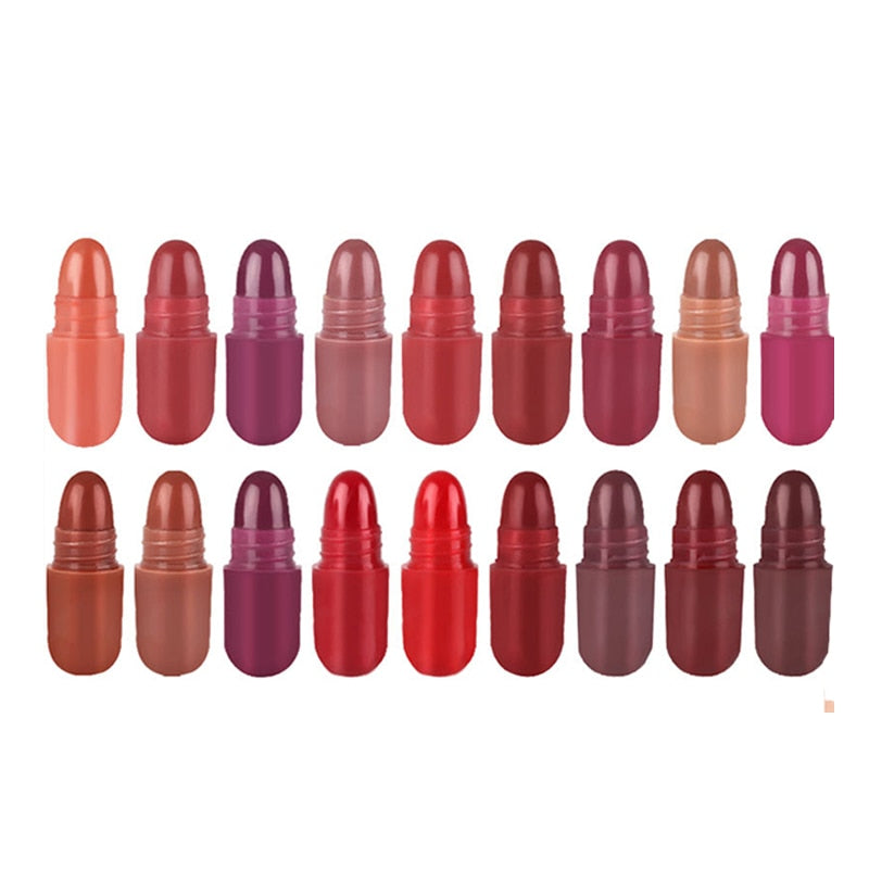 18 Colors Velvet Nude Matte Capsule Lipstick Mix Waterproof  Long Lasting