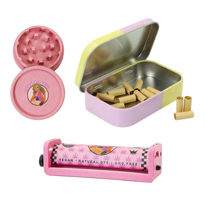 LADY HORNET Metal Box Plastic 78mm Pink  Rolling Machine Biodegradable 40mm Herb Grinder