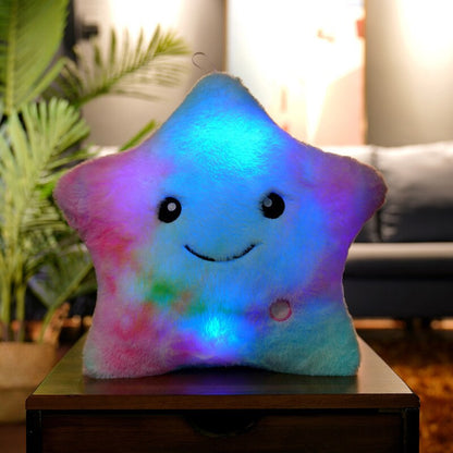 LED Luminous Five-Pointed Star Plush Cushion