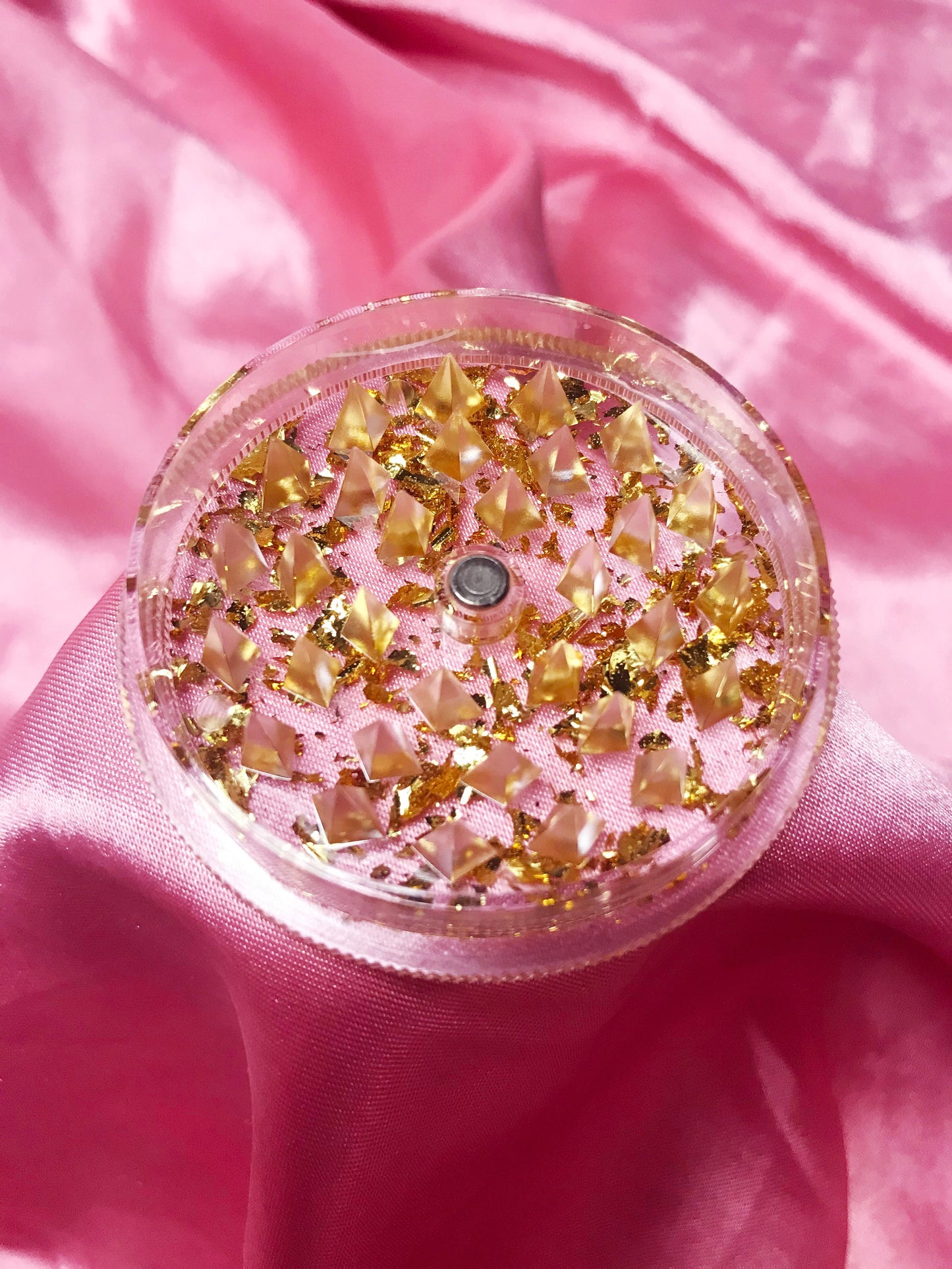 Cute Resin Herb Grinder - Gold and Butterfly Flakes