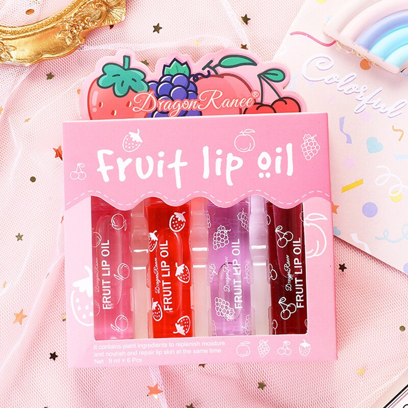 4Pcs Peach Strawberry Fruit Roll-on Lip Balm Set