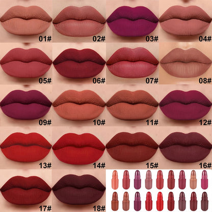 18 Colors Velvet Nude Matte Capsule Lipstick Mix Waterproof  Long Lasting