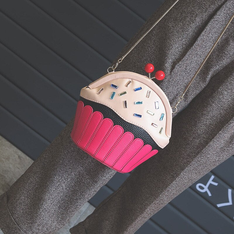 Cupcake ladies chain shoulder bag handbag crossbody mini messenger bag