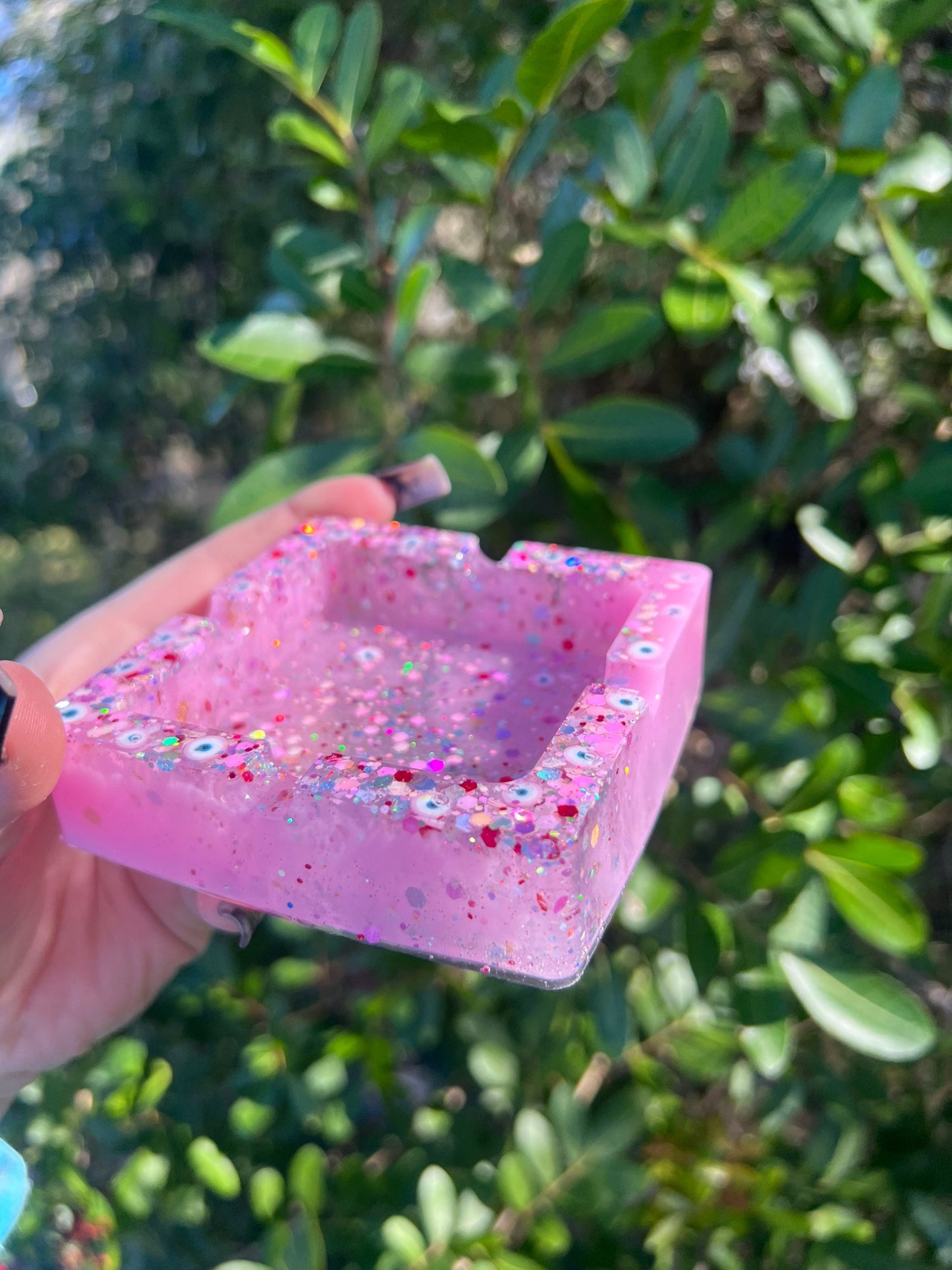 Pink Glitter Ashtray Portable
