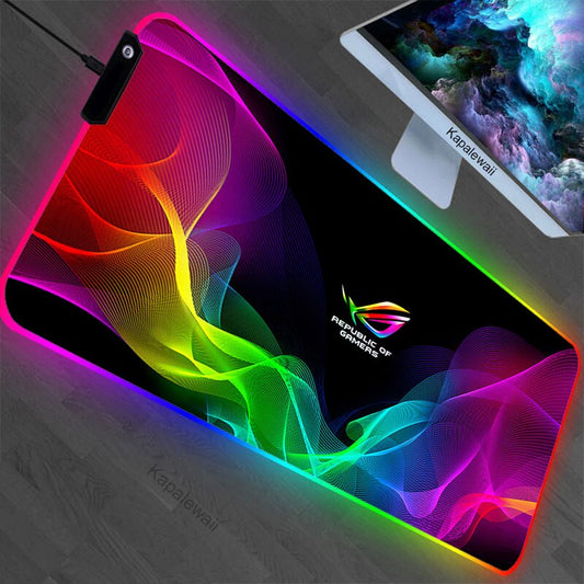 All White Large Size Mouse Pad RGB Glow