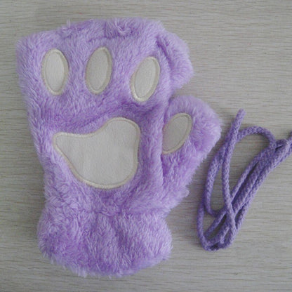 Lovely Cat Claw Paw Plush Mittens