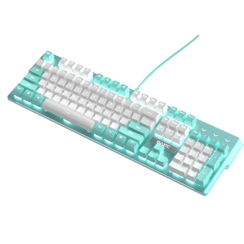 Cyan Wired Blue Switch Brown Switch 104 Key Ice Blue Backlight Mechanical Keyboard Mouse Headset Set