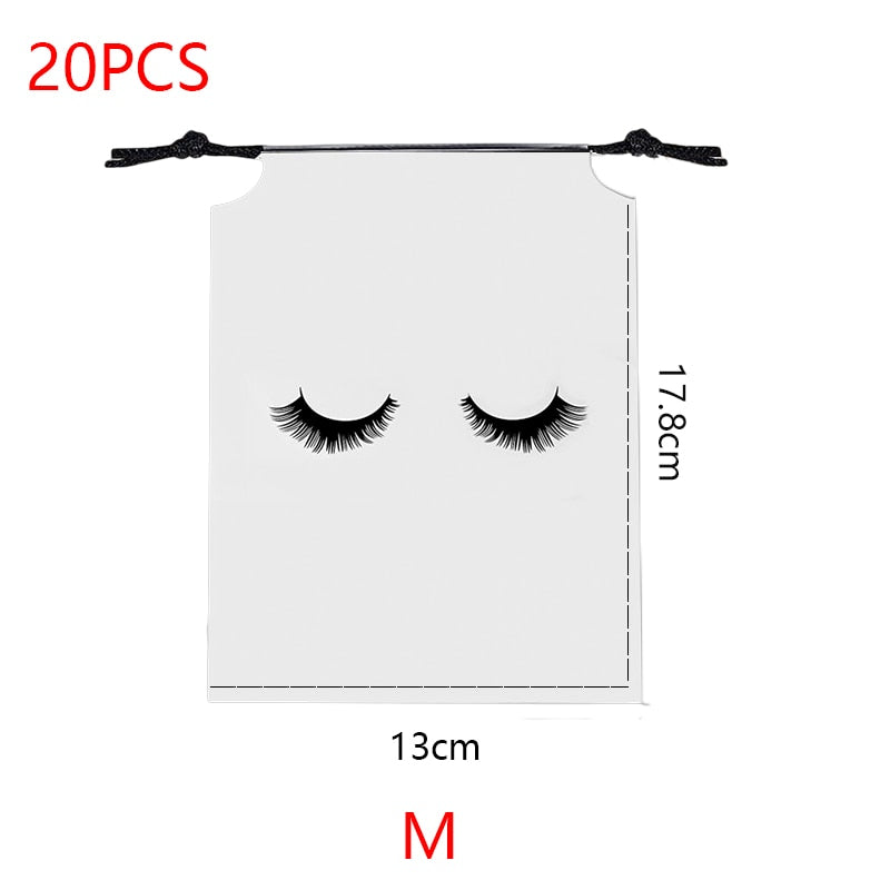 20/50PCS Eyelash Print Drawstring Reusable Bags