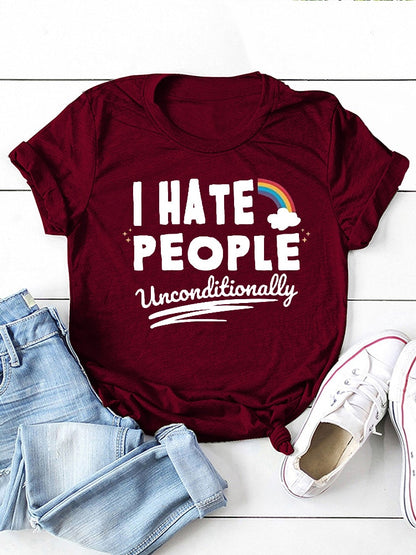 I Hate People Rainbow Print Women T Shirt