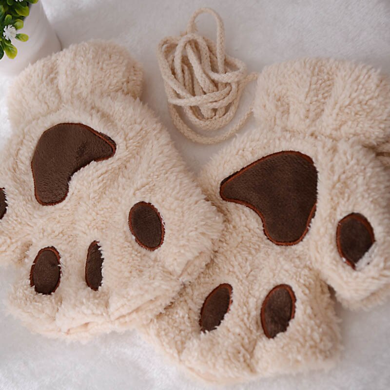 Lovely Cat Claw Paw Plush Mittens