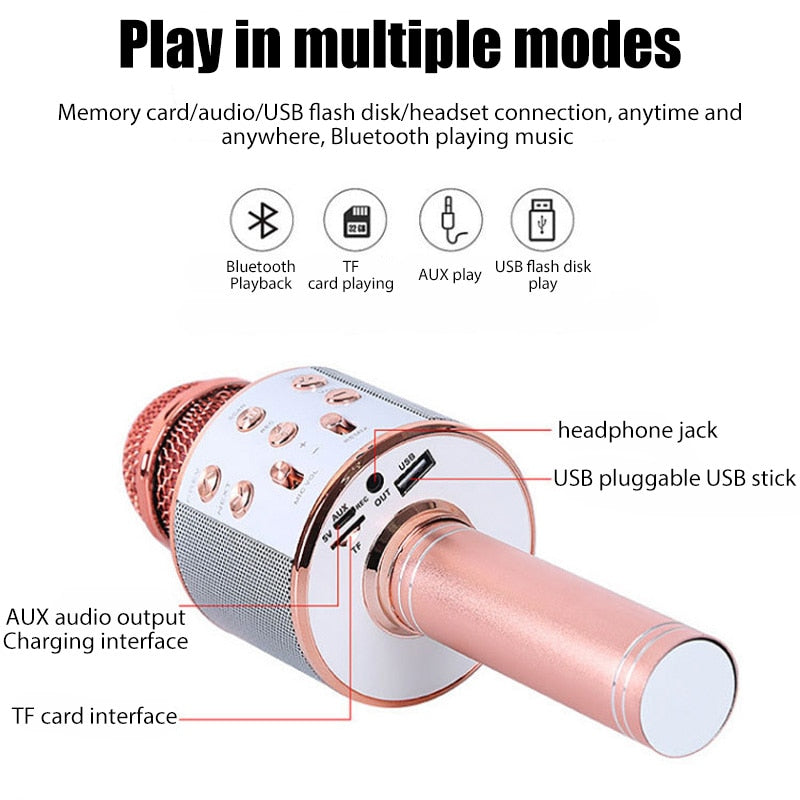 5 in 1 Wireless Bluetooth Microphone with LED
