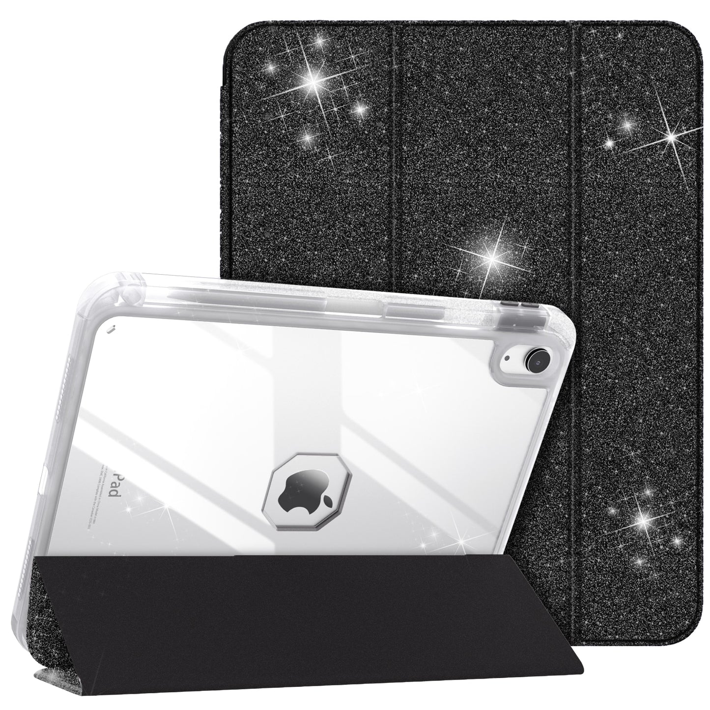 Case with Pencil Holder Hybrid Slim Tri-fold Stand Protective Cover with Clear Back for iPad 10
